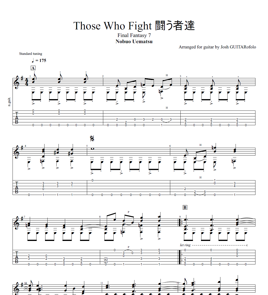 Final Fantasy 7 - Those Who Fight (Guitar Tabs) — Josh